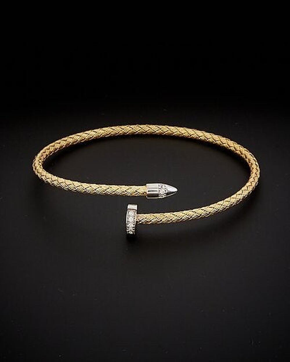 Meshmerise Meshmerise 18k Over Silver Diamond Bangle Bracelet - Os
